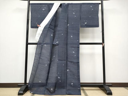 平和屋着物＊極上　夏物　紗紬　大小あられ　濃紺地　逸品　未使用　CYAA4619s6