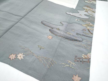 平和屋着物●極上　十七代京屋林蔵　訪問着　総刺繍　御所解文　金糸　鉛色地　逸品　CYAA4620s6
