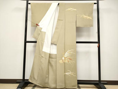 平和屋着物●極上　訪問着　駒刺繍　稲穂　金彩　榛色地　逸品　未使用　CYAA4623s6
