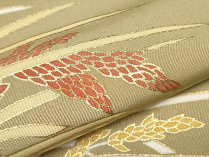 平和屋着物●極上　訪問着　駒刺繍　稲穂　金彩　榛色地　逸品　未使用　CYAA4623s6