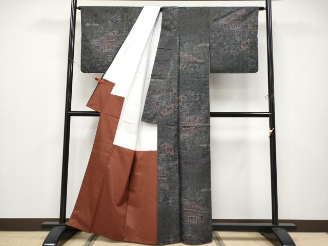 平和屋着物●極上　都喜ヱ門　本場大島紬　9マルキ　泥染め　日光東照宮　藤絹織物謹製　証紙付き　逸品　CYAA4625s6