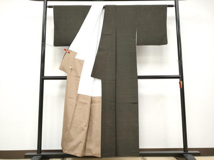 平和屋着物●極上　本塩沢　蚊絣　黒地　逸品　CYAA4628s6