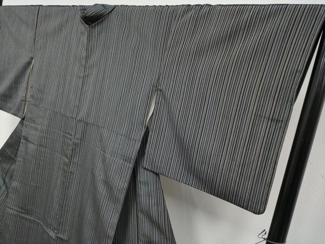 平和屋着物●極上　本塩沢　やまだ織　縞　平賀貴美江作　証紙付き　逸品　CYAA4630s6
