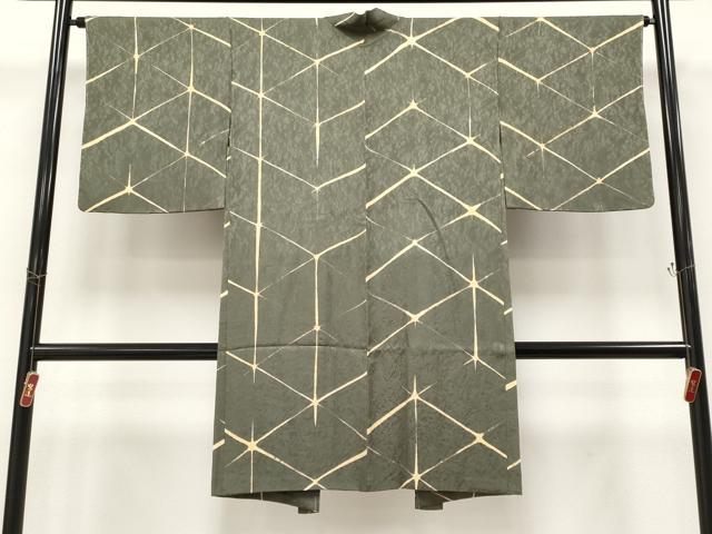 平和屋着物∞極上　長羽織　幾何学文様　藍媚茶色地　逸品　未使用　CYAA4635s6
