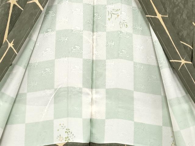 平和屋着物∞極上　長羽織　幾何学文様　藍媚茶色地　逸品　未使用　CYAA4635s6