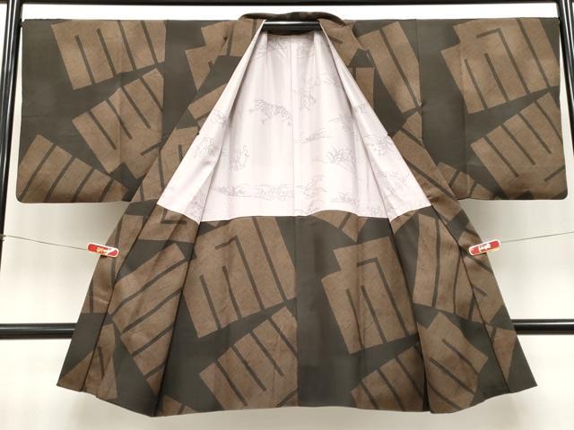 平和屋着物∞極上　長羽織　源氏香　黒橡色地　逸品　CYAA4636s6