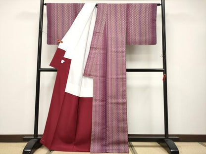 平和屋本店●希少　人間国宝　祝嶺恭子　ヤシラミ花織　紬地　逸品　未使用　CYAA4645s6