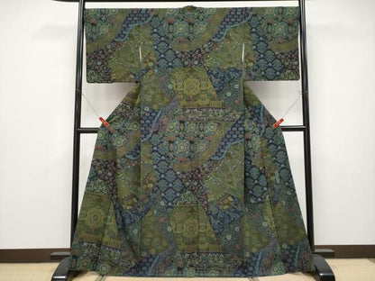 平和屋本店●極上 前田仁仙 仁仙更紗 小紋 鳳凰花唐草文 逸品 CYAA4646s6