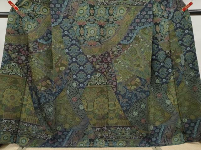 平和屋本店●極上 前田仁仙 仁仙更紗 小紋 鳳凰花唐草文 逸品 CYAA4646s6