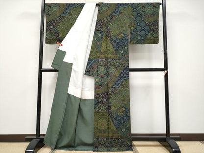 平和屋本店●極上 前田仁仙 仁仙更紗 小紋 鳳凰花唐草文 逸品 CYAA4646s6