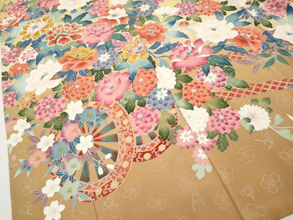 平和屋着物●極上　振袖　友禅　作家物　花車文　暈し染め　逸品　CYAA4649s6