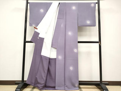 平和屋着物●極上　小紋　蛍暈し　舞花文　鳩羽色地　まるやま扱い　反端付き　逸品　CYAA4650s6