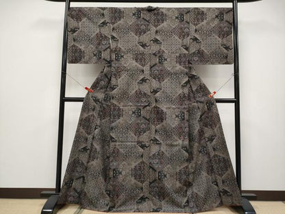 平和屋着物●極上　本場大島紬　割込み絣　更紗花唐草文　逸品　CYAA4653s6