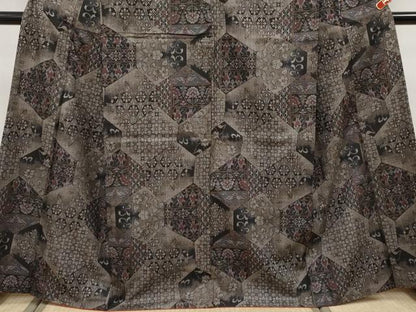 平和屋着物●極上　本場大島紬　割込み絣　更紗花唐草文　逸品　CYAA4653s6
