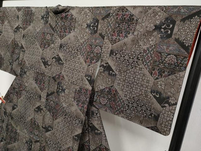 平和屋着物●極上　本場大島紬　割込み絣　更紗花唐草文　逸品　CYAA4653s6