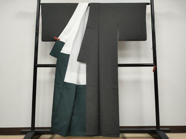 平和屋着物●極上　京都・西陣　織元ブランド　秦流舎　お召　枝花文　黒地　証紙付き　逸品　CYAA4655s6