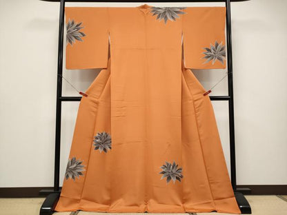 平和屋本店●極上　創業460年・千總　訪問着　作家物　刺繍　草花文　黄櫨染色地　逸品　CYAA4657s6