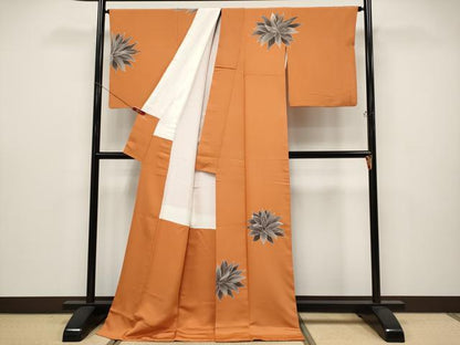 平和屋本店●極上　創業460年・千總　訪問着　作家物　刺繍　草花文　黄櫨染色地　逸品　CYAA4657s6