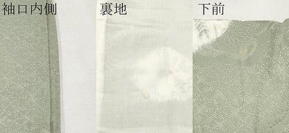 平和屋着物●上質な長襦袢　袷　絞り　舞花文　半衿刺繍　山葵色地　逸品　CYAA4659s6