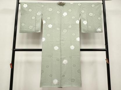 平和屋着物●上質な長襦袢　袷　絞り　舞花文　半衿刺繍　山葵色地　逸品　CYAA4659s6