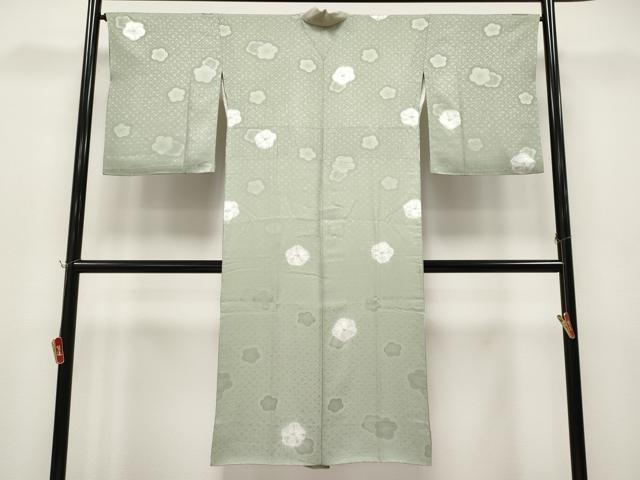 平和屋着物●上質な長襦袢　袷　絞り　舞花文　半衿刺繍　山葵色地　逸品　CYAA4659s6