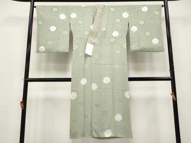 平和屋着物●上質な長襦袢　袷　絞り　舞花文　半衿刺繍　山葵色地　逸品　CYAA4659s6