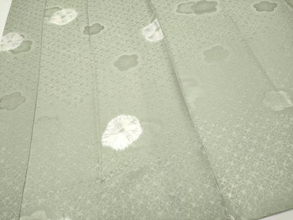 平和屋着物●上質な長襦袢　袷　絞り　舞花文　半衿刺繍　山葵色地　逸品　CYAA4659s6
