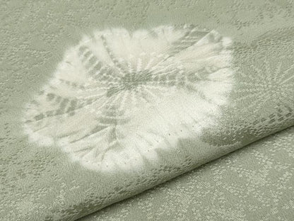 平和屋着物●上質な長襦袢　袷　絞り　舞花文　半衿刺繍　山葵色地　逸品　CYAA4659s6