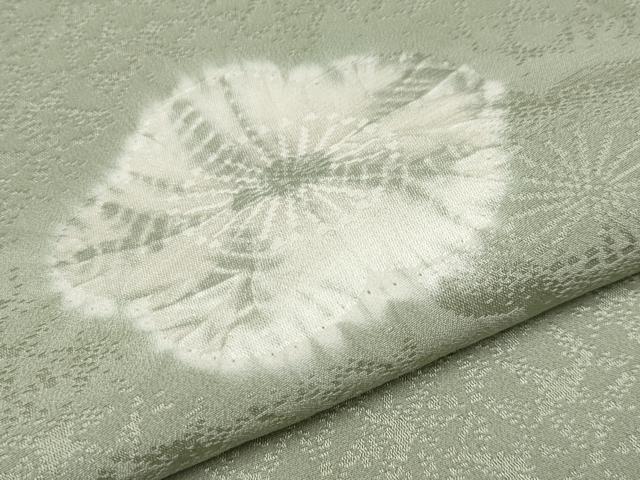 平和屋着物●上質な長襦袢　袷　絞り　舞花文　半衿刺繍　山葵色地　逸品　CYAA4659s6