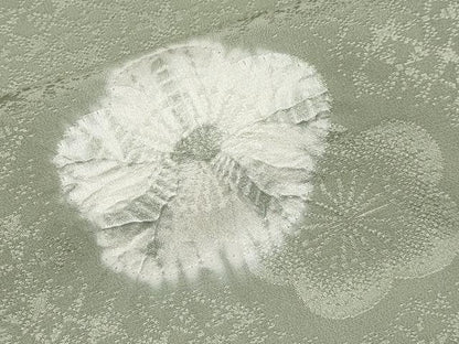 平和屋着物●上質な長襦袢　袷　絞り　舞花文　半衿刺繍　山葵色地　逸品　CYAA4659s6