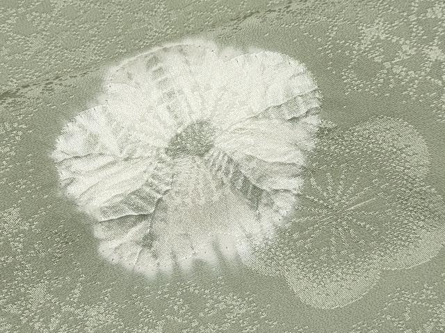 平和屋着物●上質な長襦袢　袷　絞り　舞花文　半衿刺繍　山葵色地　逸品　CYAA4659s6