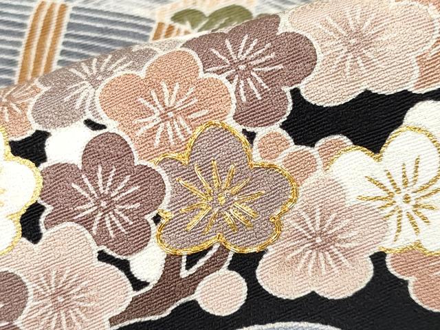 平和屋着物●極上　訪問着　駒刺繍　御所解文　黒地　金彩　逸品　未使用　CYAA4662s6