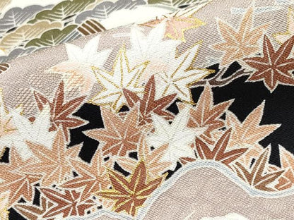 平和屋着物●極上　訪問着　駒刺繍　御所解文　黒地　金彩　逸品　未使用　CYAA4662s6