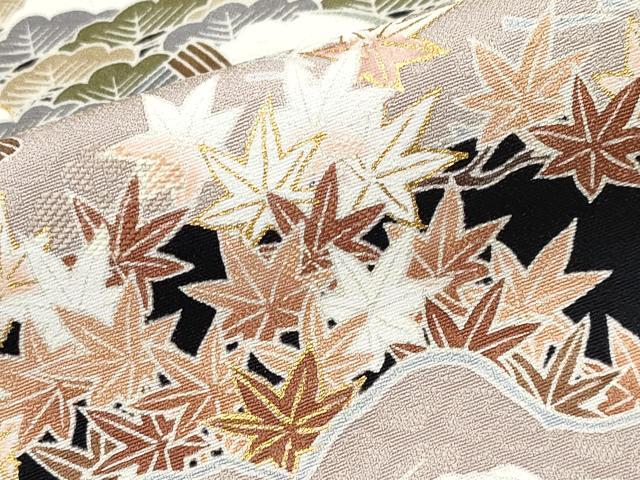 平和屋着物●極上　訪問着　駒刺繍　御所解文　黒地　金彩　逸品　未使用　CYAA4662s6