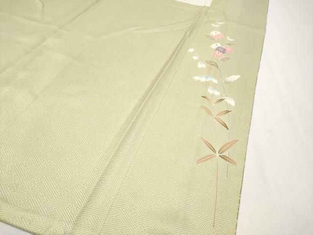 平和屋着物●極上　訪問着　友禅　作家物　枝花文　砂色地　逸品　未使用　CYAA4665s6