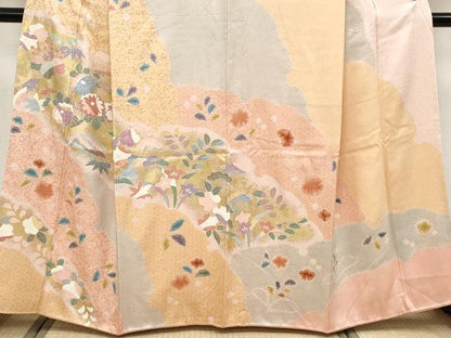 平和屋着物●極上　訪問着　絞り　雪輪重ね花文　金彩　逸品　CYAA4666s6