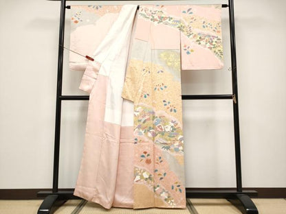 平和屋着物●極上　訪問着　絞り　雪輪重ね花文　金彩　逸品　CYAA4666s6