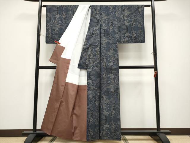平和屋着物●極上　都喜ヱ門　本場大島紬　9マルキ　泥染め　春秋唐草　藤絹織物謹製　証紙付き　逸品　CYAA4670s6