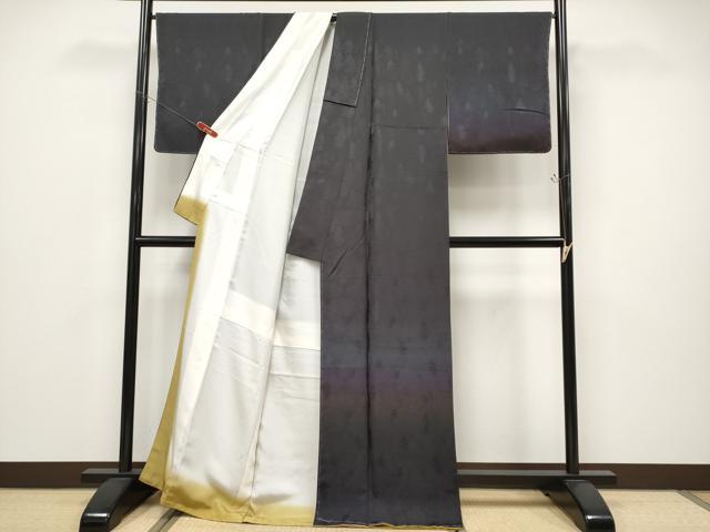 平和屋着物●極上　京友禅の人間国宝　上野為二　訪問着　樹林地紋　暈し染め　紫黒色地　逸品　未使用　CYAA4673s6