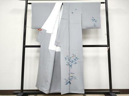 平和屋着物●極上　人間国宝　五代　田畑喜八　訪問着　駒刺繍　枝花文　霞色地　逸品　CYAA4676s6