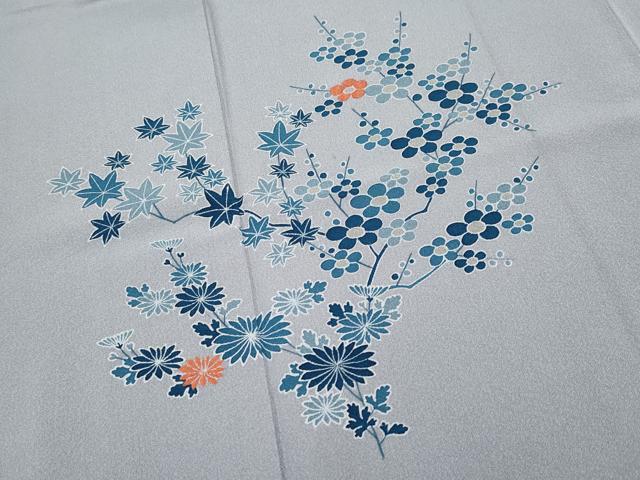 平和屋着物●極上　人間国宝　五代　田畑喜八　訪問着　駒刺繍　枝花文　霞色地　逸品　CYAA4676s6
