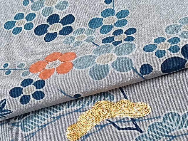 平和屋着物●極上　人間国宝　五代　田畑喜八　訪問着　駒刺繍　枝花文　霞色地　逸品　CYAA4676s6