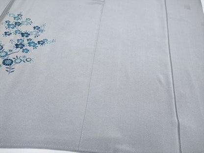 平和屋着物●極上　人間国宝　五代　田畑喜八　訪問着　駒刺繍　枝花文　霞色地　逸品　CYAA4676s6