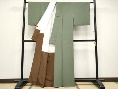 平和屋着物●極上　世界的人形師　辻村寿三郎　ジュサブロー　小紋　兎　岩井茶色地　逸品　CYAA4677s6