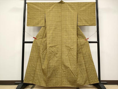 平和屋着物●極上　越後花織紬　桑茶色地　逸品　未使用　CYAA4678s6