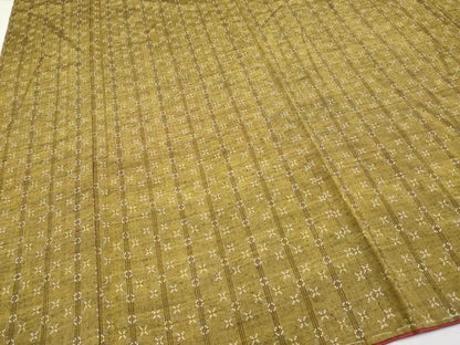平和屋着物●極上　越後花織紬　桑茶色地　逸品　未使用　CYAA4678s6