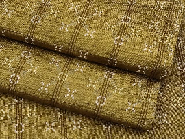 平和屋着物●極上　越後花織紬　桑茶色地　逸品　未使用　CYAA4678s6