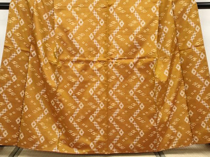 平和屋着物●極上　本場琉球絣　手おり　赤嶺カマ作　狐色地　証紙付き　逸品　未使用　CYAA4682s6
