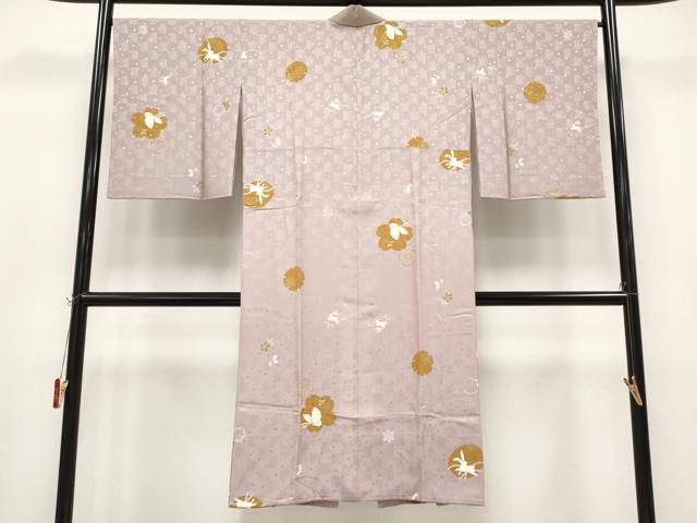 平和屋着物●上質な長襦袢　袷　跳兎雪輪花蝶文　半衿刺繍　薄柿色地　逸品　CYAA4683s6