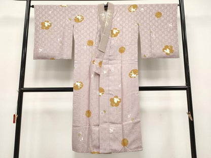 平和屋着物●上質な長襦袢　袷　跳兎雪輪花蝶文　半衿刺繍　薄柿色地　逸品　CYAA4683s6
